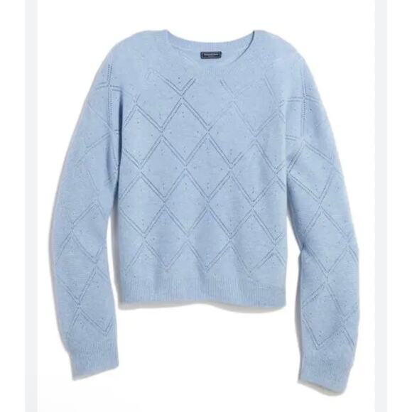 NWT! Vineyard Vines Seaspun Pointelle Jake Blue Cashmere Sweater M - Picture 6 of 8